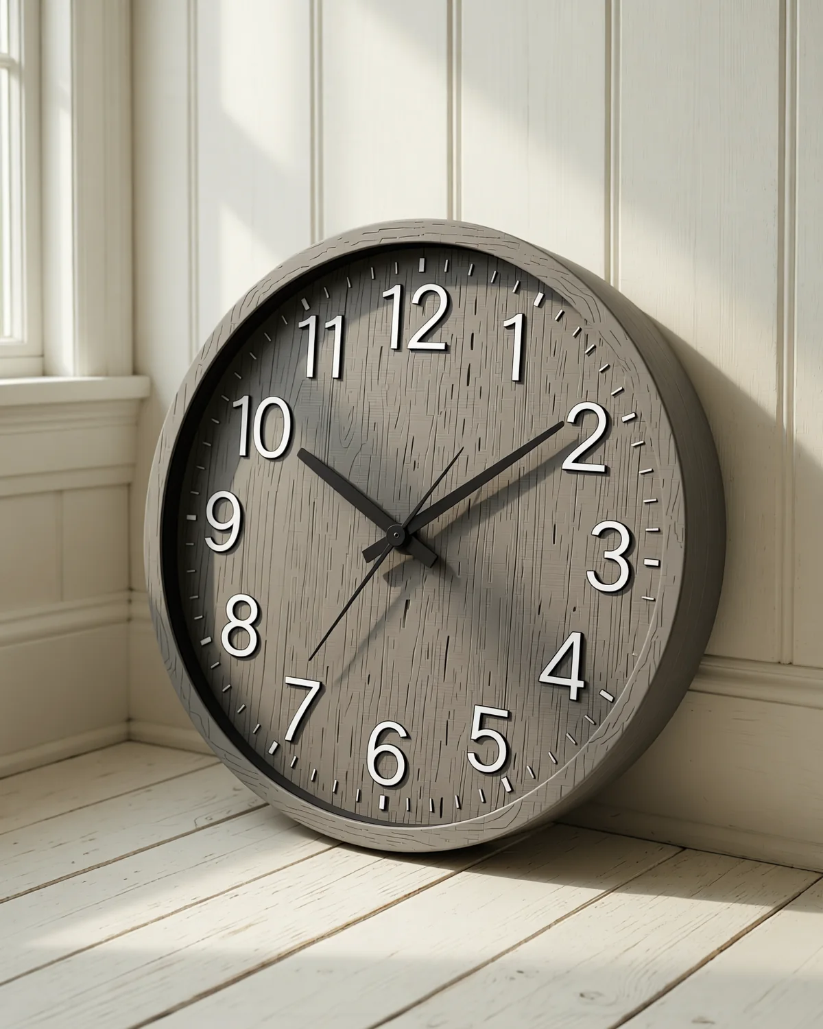 Large Wood Veneer Wall Clock, 23.6 in diameter by 1.77 in deep